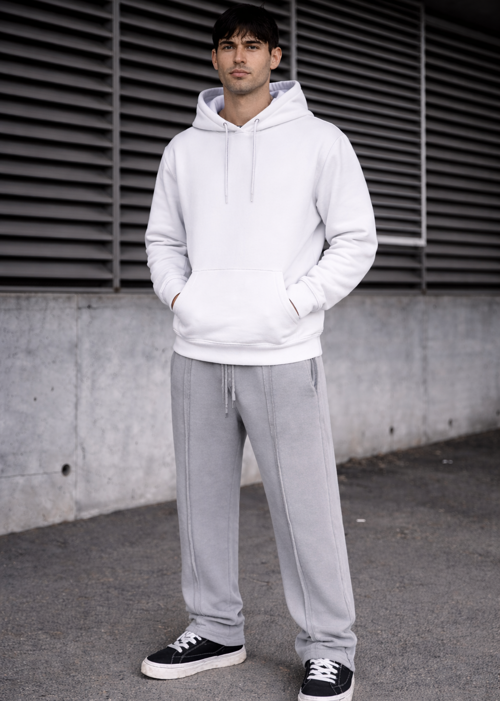 Grey Trouser White Hoodie Premium Comfort Set