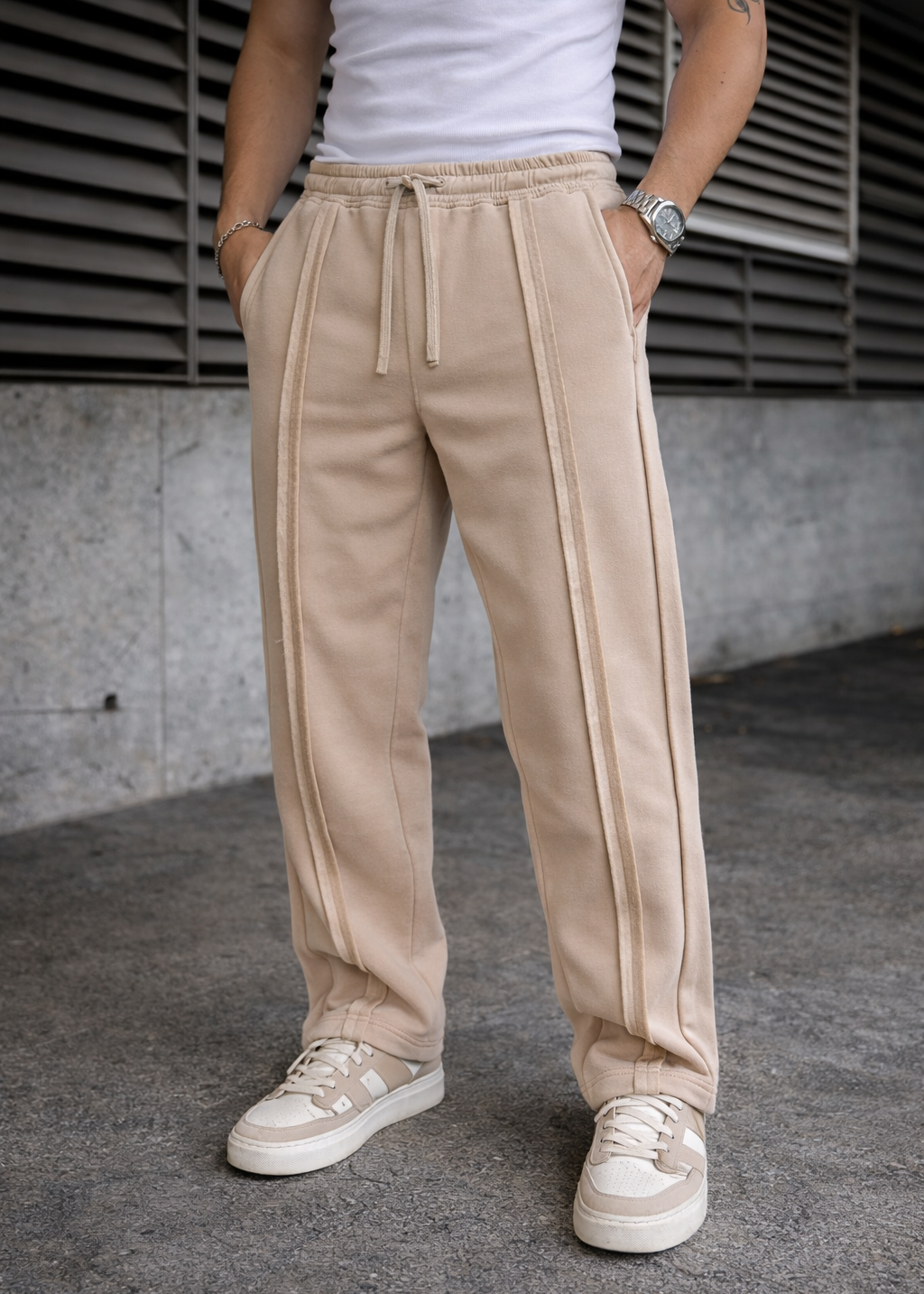 Men’s Casual Creme joggers trouser