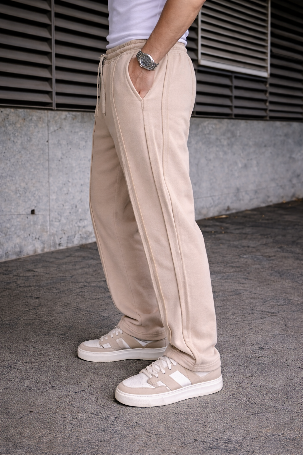 Men’s Casual Creme joggers trouser