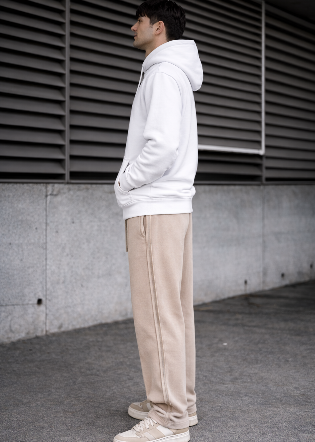Cream Trouser  White Hoodie  Premium comfort Set