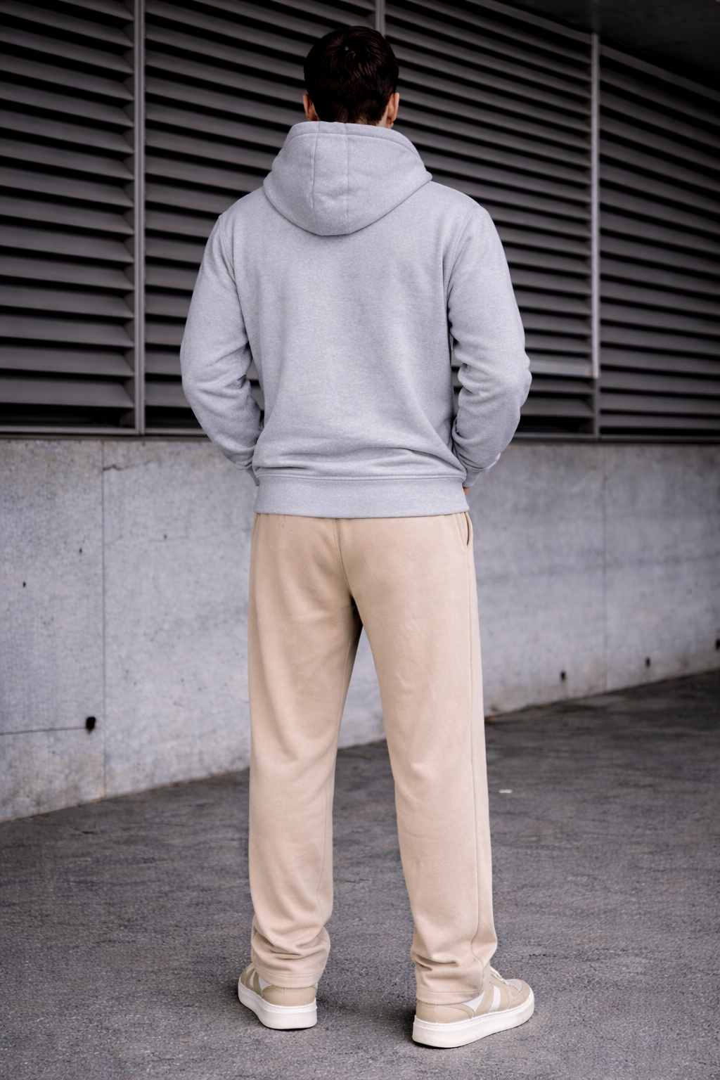Grey Hoodie  Cream Trouser Premium comfort Set