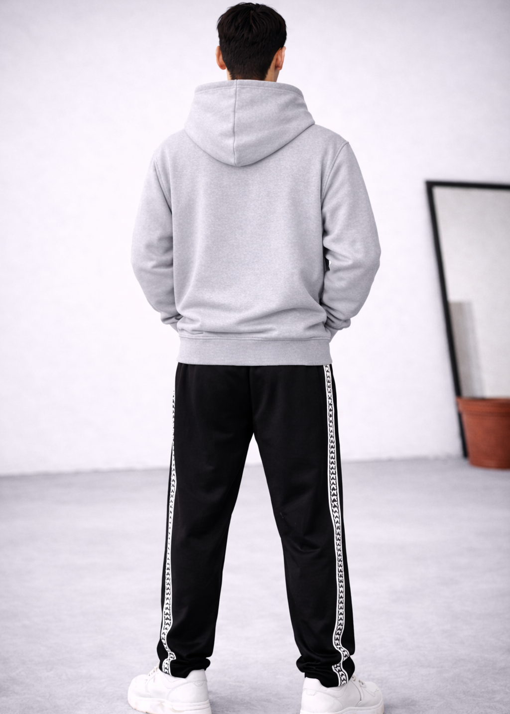Grey Hoodie  Black Trouser Premium comfort Set.