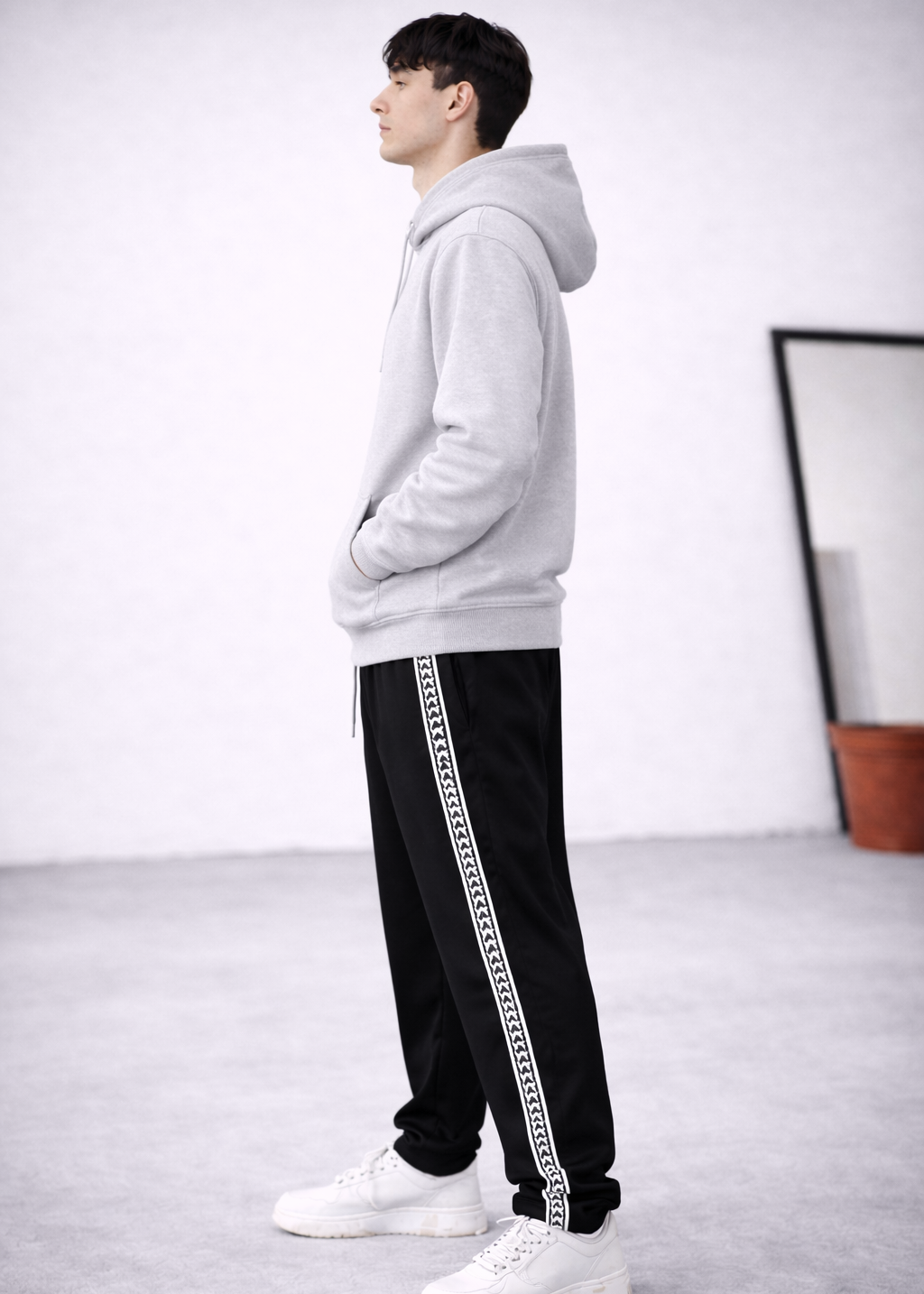 Grey Hoodie  Black Trouser Premium comfort Set.