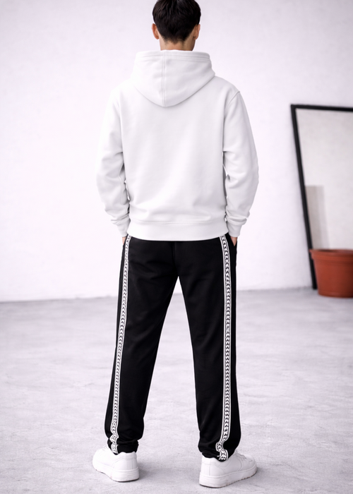 Black Trouser White Hoodie Premium comfort Set.