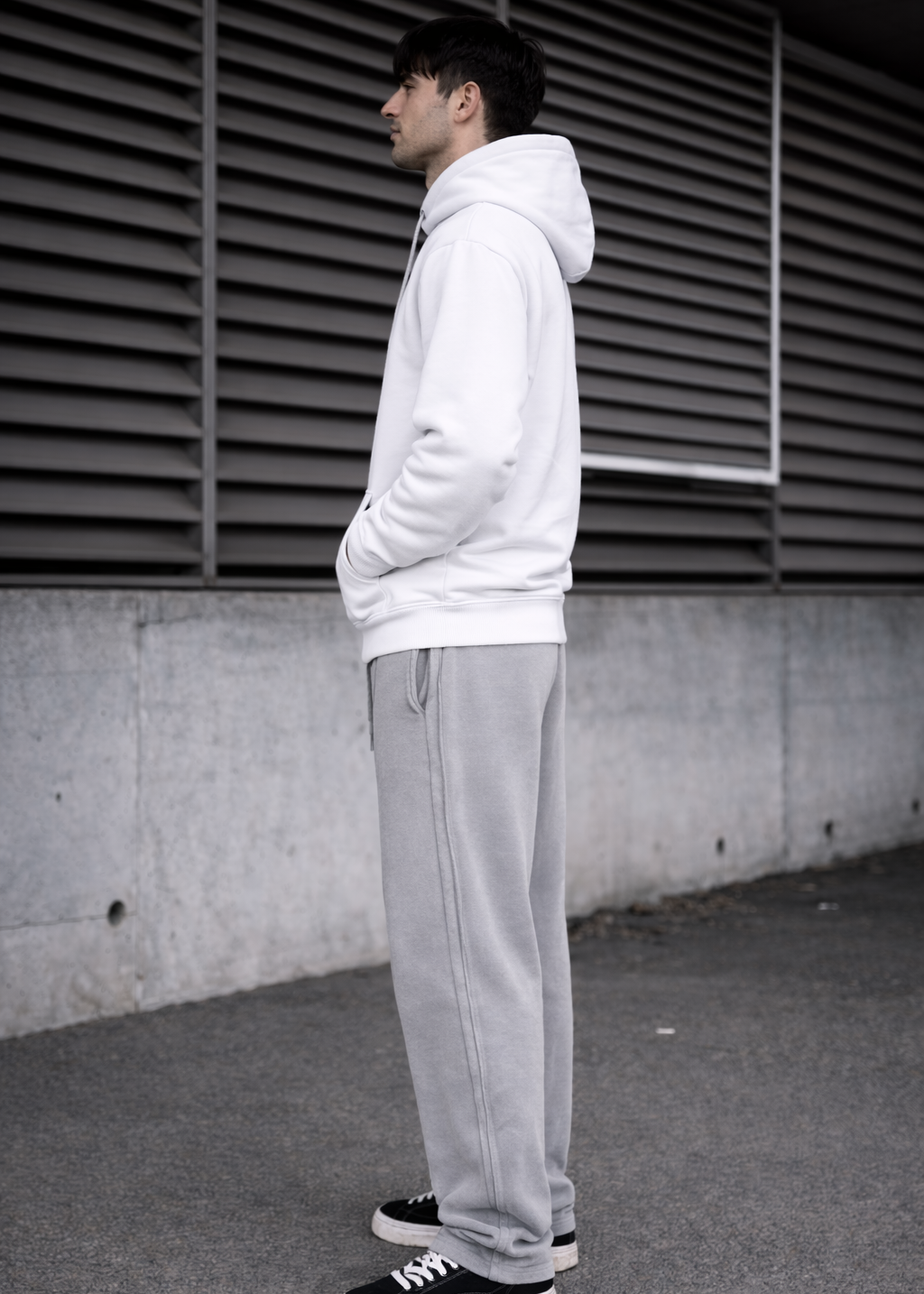 Grey Trouser White Hoodie Premium Comfort Set